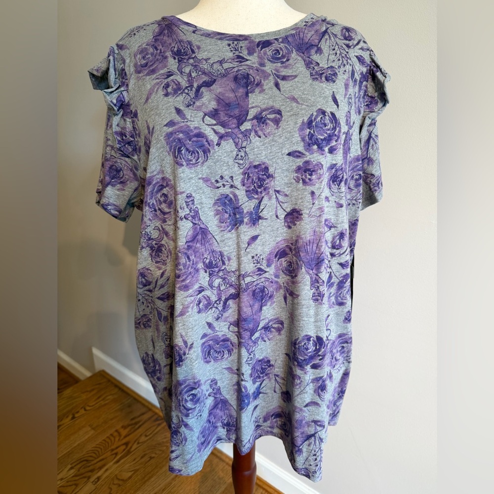 NWT DisneyXTorrid Cinderella Gray/Purple Ruffle Top - Torrid Size 3 (22-24, 3X)